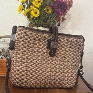 Vintage Brighton Braided Brown Crossbody Bag